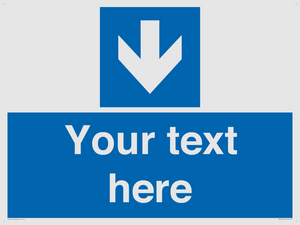 Custom Mandatory directional sign, blue arrow down